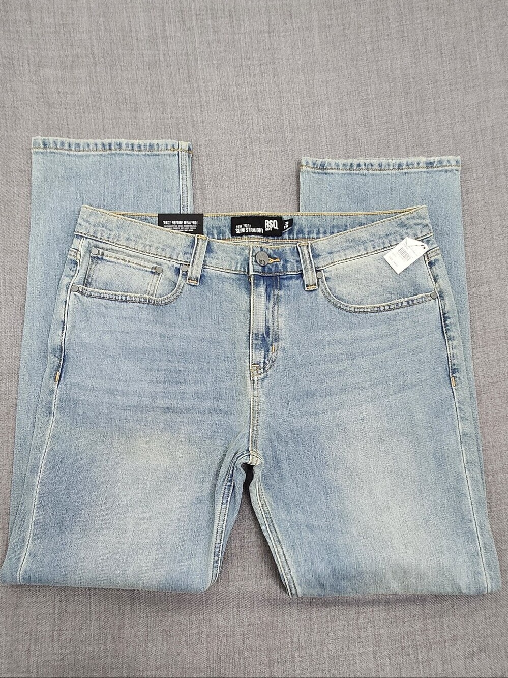 RSQ New York Slim Straight Light Wash Denim Jeans NWT 34 × 30 - Picture 2 of 11